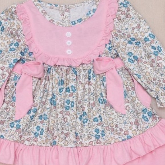 Boutique Girls Floral Long Sleeve Tunic Dress & Bloomers - Picture 2 of 3